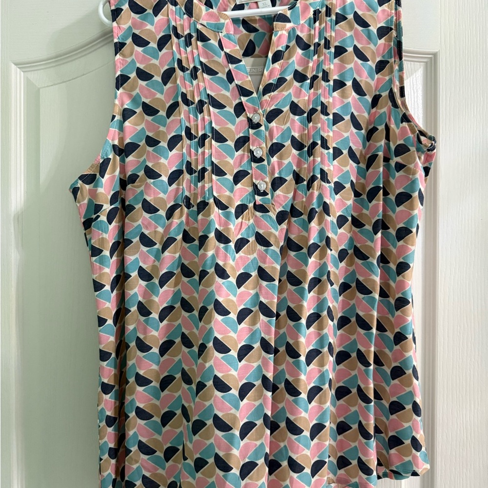 Multi colored Black Pleated Blouse with Mandarin Collar